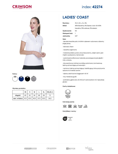 Promostars Ladies' Coast Women's Polo White