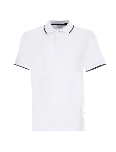 Herrenpolo Promostars Line Weiß/Marineblau