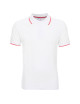 Promostars Men`s POLO LINE WHITE/RED embroidery silkscreen logo print