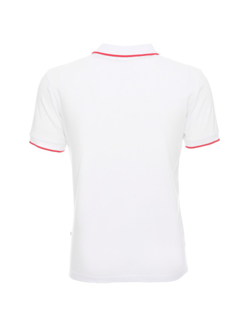 Promostars Men`s POLO LINE WHITE/RED embroidery silkscreen logo print