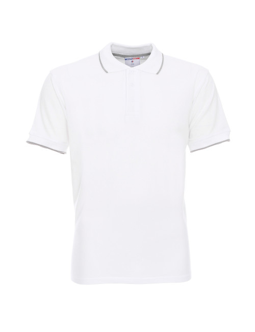 Promostars Men`s POLO LINE WHITE/LIGHT GRAY silkscreen logo embroidery print