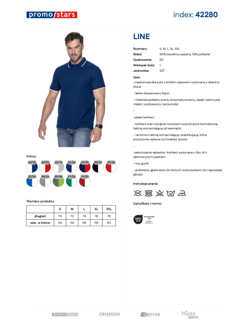 Promostars Men`s POLO LINE NAVY/WHITE embroidery silkscreen logo print