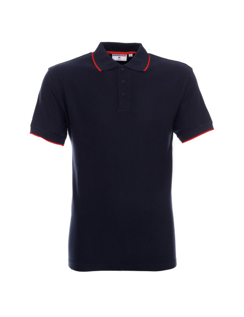 Promostars Men`s POLO LINE NAVY/RED embroidery screen printing DTF print