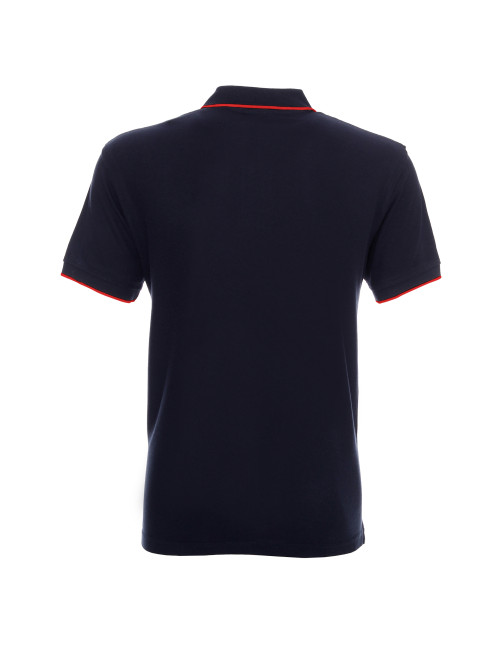Promostars Men`s POLO LINE NAVY/RED embroidery screen printing DTF print