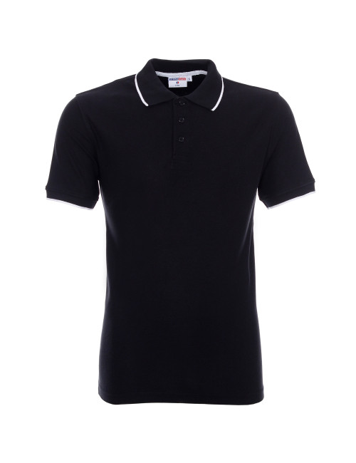 Promostars POLO Męska LINE CZARNY/BIAŁY haft sitodruk logo nadruk DTG