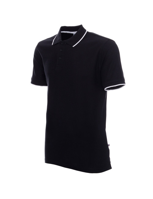 Promostars POLO Herren LINE SCHWARZ/WEISS Stickerei Siebdruck Logo DTG-Druck