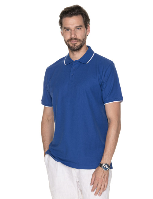 Promostars POLO Męska LINE CHABROWY/BIAŁY haft nadruk DTG logo