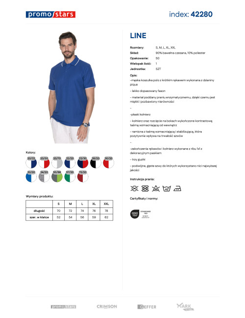 Promostars POLO Męska LINE CHABROWY/BIAŁY haft nadruk DTG logo