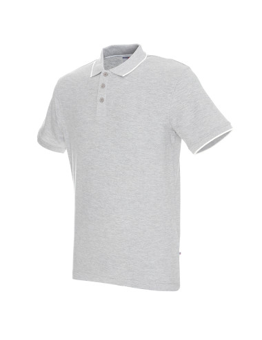 Promostars POLO Męska LINE JASNY SZARY MELANŻ/BIAŁY haft sitodruk logo