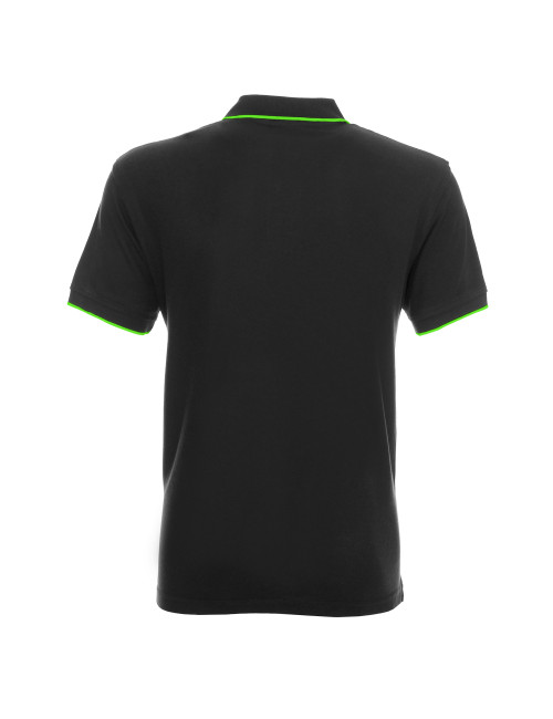 Promostars POLO Męska LINE SZARY/FLUO ZIELONY sitodruk logo nadruk DTG