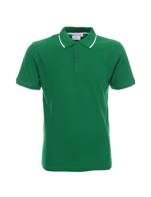 Promostars Men`s POLO LINE GREEN/WHITE embroidery logo print screen printing