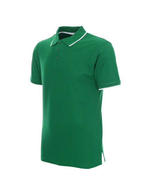 Promostars POLO Męska LINE ZIELONY/BIAŁY haft nadruk logo sitodruk