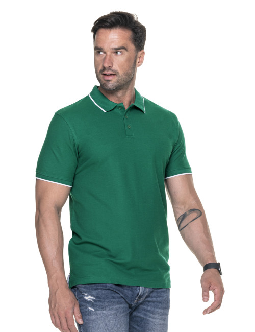 Promostars POLO Męska LINE ZIELONY/BIAŁY haft nadruk logo sitodruk