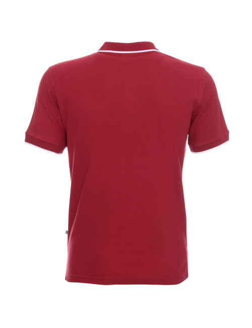 Promostars POLO Herren LINE Burgund/WEISS Stickerei Siebdruck Logo DTG-Druck