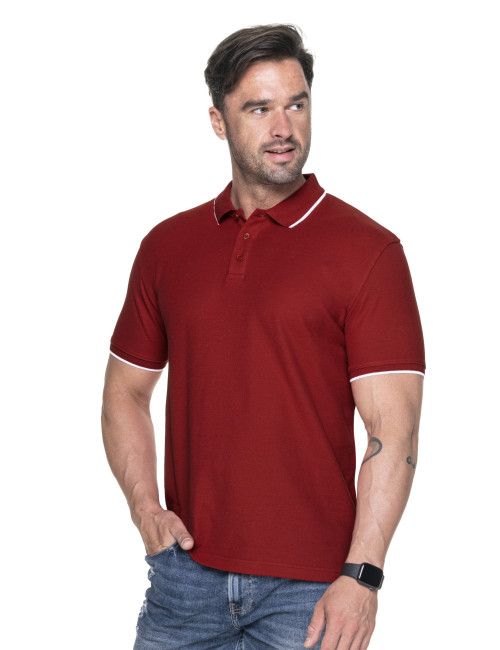 Promostars Men`s POLO LINE BURGUNDY/WHITE embroidery screen printing logo DTG printing