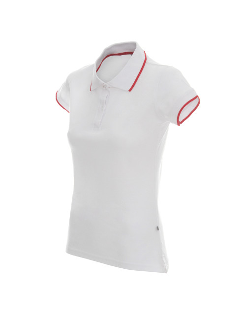 Promostars POLO Damska LADIES' LINE BIAŁY/CZERWONY haft nadruk logo