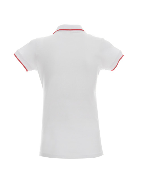 Promostars POLO Damska LADIES' LINE BIAŁY/CZERWONY haft nadruk logo