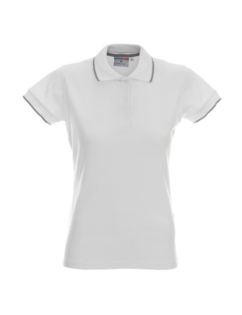 Promostars POLO Damska LADIES' LINE BIAŁY/JASNY SZARY sitodruk logo