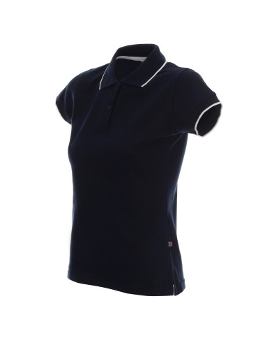 Promostars POLO DAMENLINIE MARINEBLAU/WEISS mit Logo-Stickerei für Damen