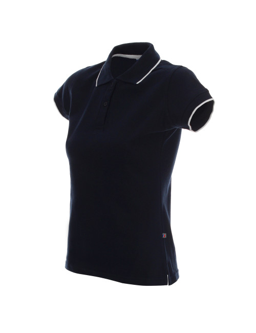 Promostars POLO DAMENLINIE MARINEBLAU/WEISS mit Logo-Stickerei für Damen