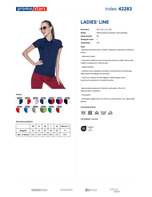 Promostars POLO Damska LADIES' LINE GRANATOWY/CZERWONY sitodruk logo