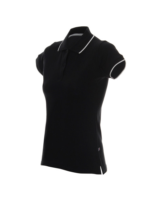 Promostars POLO Damska LADIES' LINE CZARNY/BIAŁY sitodruk haft nadruk