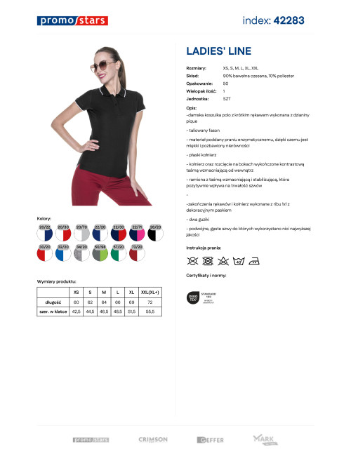 Promostars POLO Damska LADIES' LINE CZARNY/BIAŁY sitodruk haft nadruk
