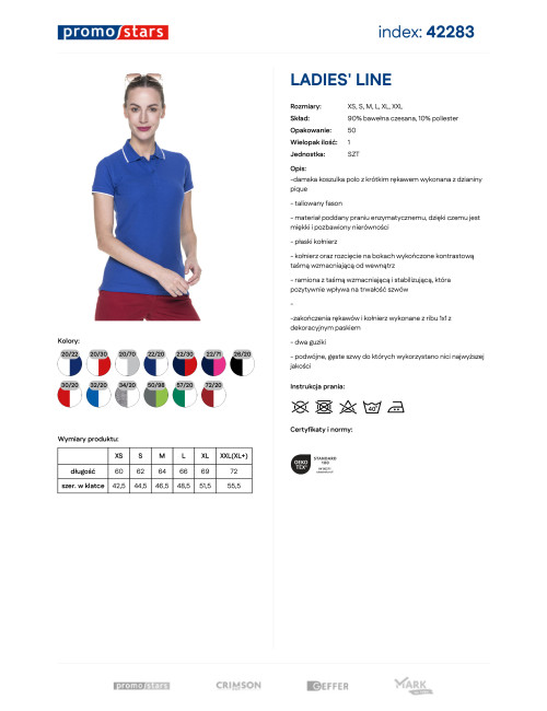 Promostars POLO Damska LADIES' LINE CHABROWY/BIAŁY nadruk DTG logo