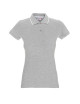 Promostars POLO DAMENLINIE HELLGRAU MELANGE/WEISS mit Logo-Stickerei für Damen