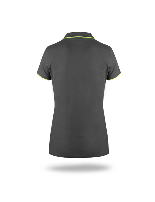 Promostars POLO Damen LADIES` LINE GRAU/FLUO GRÜN bedruckte Stickerei