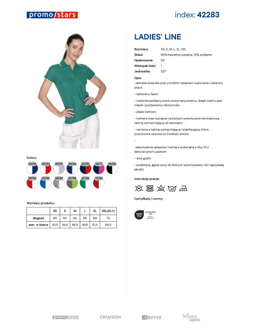 Promostars POLO Damska LADIES' LINE ZIELONY/BIAŁY haft sitodruk logo