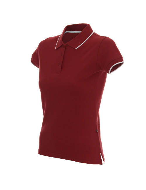 Promostars POLO Damska LADIES' LINE BORDOWY/BIAŁY haft nadruk logo