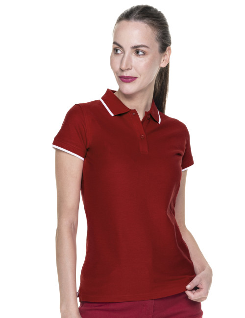 Promostars POLO Damska LADIES' LINE BORDOWY/BIAŁY haft nadruk logo