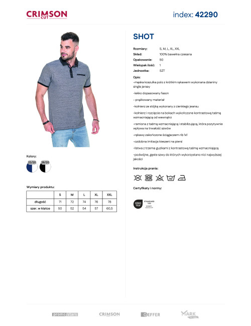 CRIMSON CUT POLO Męska SHOT CZARNY/BIAŁY haft nadruk DTG sitodruk logo