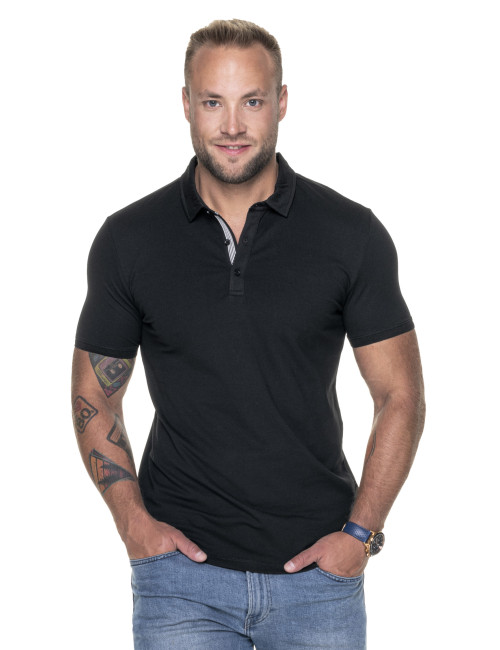 CRIMSON CUT POLO Men`s MARS BLACK/WHITE print embroidery silkscreen logo