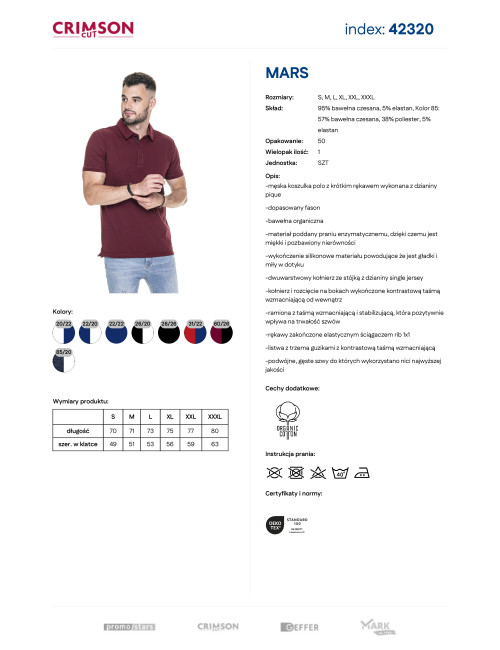 CRIMSON CUT POLO Men`s MARS WINE RED/BLACK embroidery silkscreen print