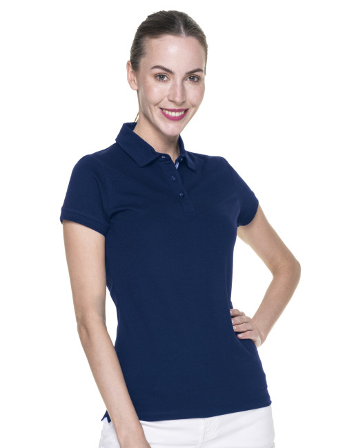 CRIMSON CUT POLO Women`s VENUS NAVY/WHITE logo embroidery DTG DTF
