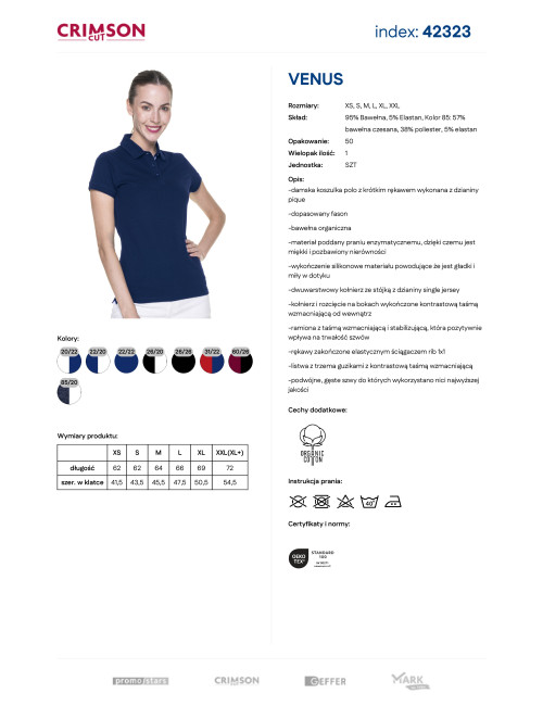 CRIMSON CUT POLO Damen VENUS MARINEBLAU/WEISS Aufdruck-Stickerei-Logo DTG DTF