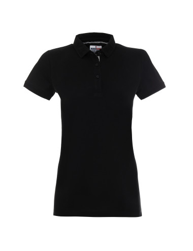 CRIMSON CUT POLO Damska VENUS CZARNY/BIAŁY nadruk DTG haft logo