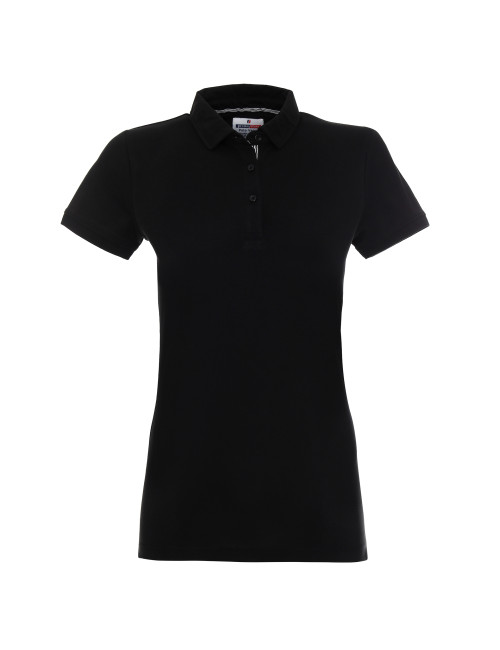 CRIMSON CUT POLO Ladies VENUS BLACK/WHITE DTG print logo embroidery