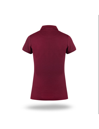 CRIMSON CUT POLO Damska VENUS CZERWONE WINO/CZARNY haft nadruk logo