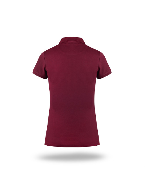 CRIMSON CUT POLO Damska VENUS CZERWONE WINO/CZARNY haft nadruk logo