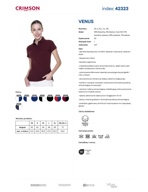 CRIMSON CUT POLO Damen VENUS RED WINE/BLACK gestickter Logodruck