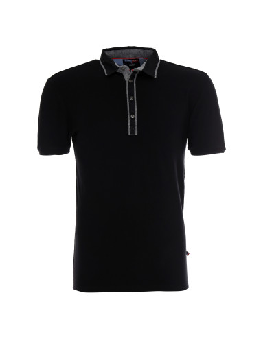 CRIMSON CUT POLO Męska VISITOR CZARNY nadruk DTG sitodruk logo haft