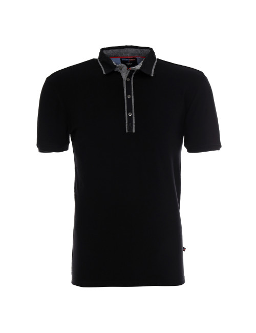 CRIMSON CUT POLO Męska VISITOR CZARNY nadruk DTG sitodruk logo haft