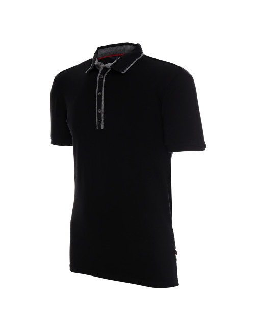 CRIMSON CUT POLO Męska VISITOR CZARNY nadruk DTG sitodruk logo haft