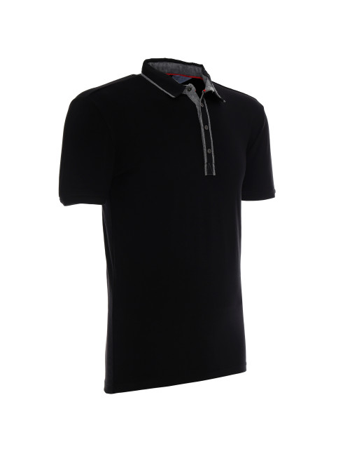 CRIMSON CUT POLO Męska VISITOR CZARNY nadruk DTG sitodruk logo haft