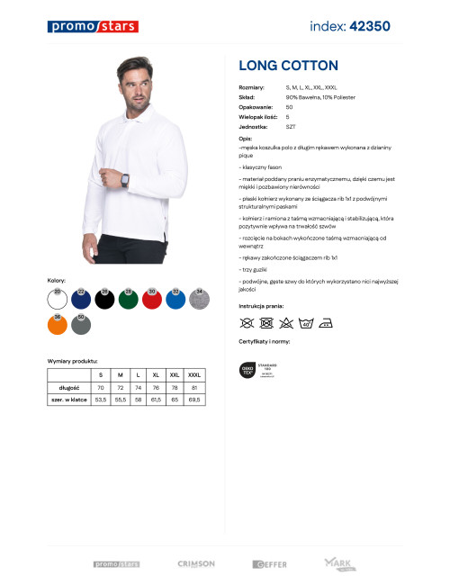 Promostars Long Cotton Men's Polo White