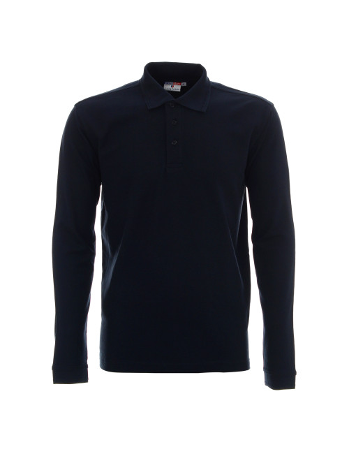 Promostars POLO Men`s LONG COTTON NAVY embroidered logo screenprint