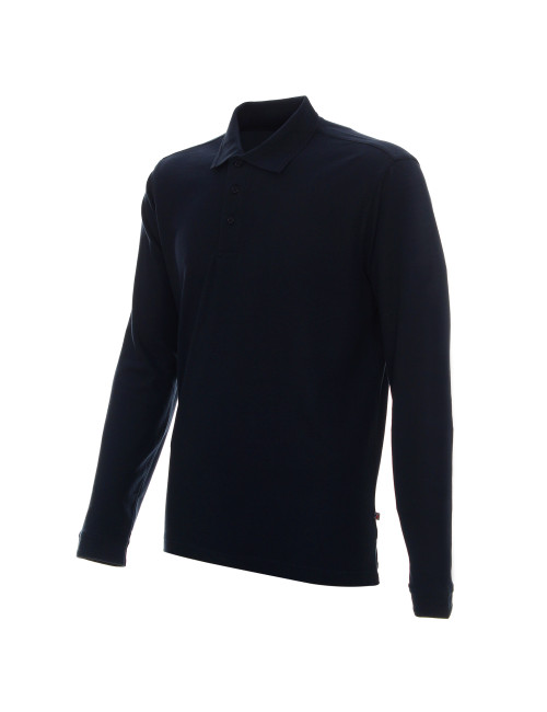 Promostars POLO Men`s LONG COTTON NAVY embroidered logo screenprint